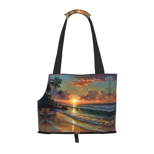 Strand-Sonnenuntergang Haustier-Tragetasche, Handtasche, Katzen, Hunde, bequem, tragbar, faltbar, Haustier-Tragetasche, Tragetasche von ERSDWRE