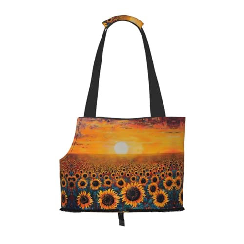 Sunflower Field Sunset Sea Of Flowers Pet Carrier Handbag Cats Dogs Comfort Portable Foldable Pet Bag Dog Carrier Pet Tote Bag von ERSDWRE