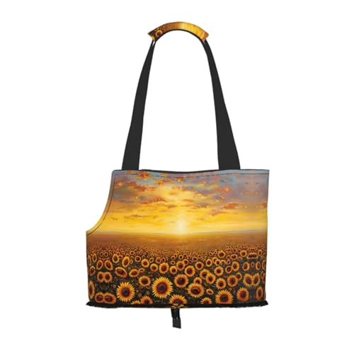 Sunflower Field Sunset Sea Of Flowers Pet Carrier Handbag Cats Dogs Comfort Portable Foldable Pet Bag Dog Carrier Pet Tote Bag von ERSDWRE