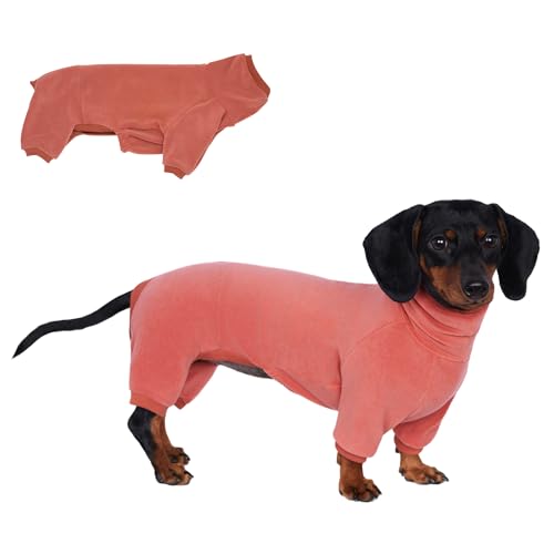 Dackel-Hunde-Rollkragenpullover, geeignet für Dackel, Winterkleidung (Rot, L) von ESCCBOO