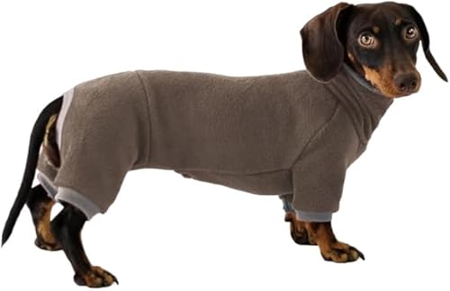 Dackel-Hunde-Rollkragenpullover, warme Winterkleidung für Dackel, Wursthunde, Winter-Outfit (Braun, Größe L) von ESCCBOO