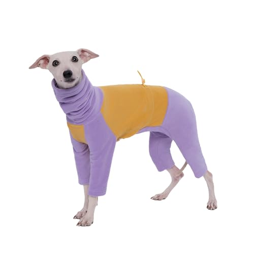 ESCCBOO Italienischer Windhund-Whippet-Kleidung, warmer Fleece-Rollkragenpullover, beruhigender Kapuzenpullover, Einteiler für Hunde, Größe L von ESCCBOO