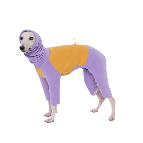 ESCCBOO Italienischer Windhund-Whippet-Kleidung, warmer Fleece-Rollkragenpullover, beruhigender Kapuzenpullover, Hunde-Einteiler (Größe M) von ESCCBOO