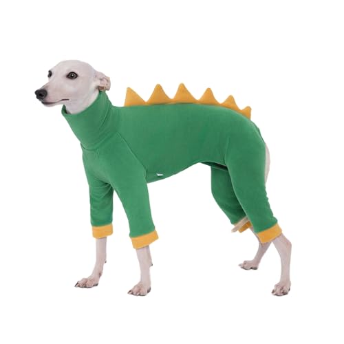 ESCCBOO Italienischer Windhund Whippet Fleece Dinosaurier Kostüm Einteiler Rollkragen Outfit Mantel (Größe M) von ESCCBOO