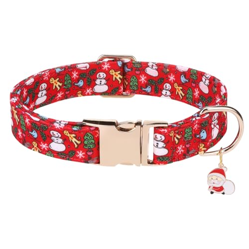 ESGPET Weihnachts-Hundehalsband, verstellbar, für Jungen und Mädchen, Haustierhalsband mit robuster Metallschnalle, Sicherheit, Urlaub, Weihnachten, Schneemann, Geschenk, Haustierhalsband für kleine, von ESGPET