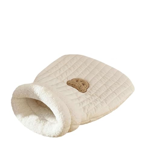 ESHDGFYB Katzen-Schlafsack, Haustier-Schlafsack, warme Katzen-Schlafsack, Waschbare Haustier-Matratze Kissen Hütten Katzen-Hund-Matratze (weiß M)(White,L) von ESHDGFYB