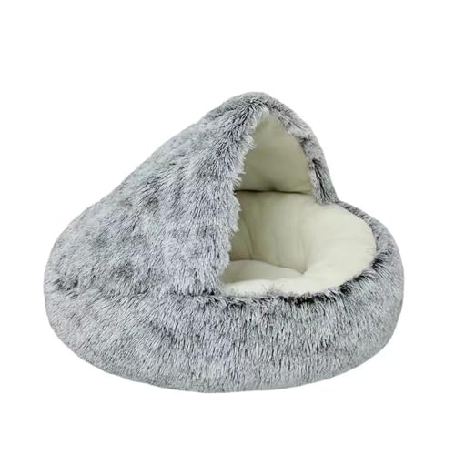 ESHDGFYB Katzenbett, Haustiermatratze, warmes, weiches Plüsch-Haustierbett mit Bezug, rundes Katzen-/Hundenest, Schlafhöhle for kleine Hunde und Kätzchen(Gray) von ESHDGFYB