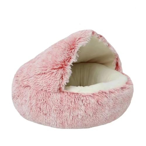 ESHDGFYB Katzenbett, Haustiermatratze, warmes, weiches Plüsch-Haustierbett mit Bezug, rundes Katzen-/Hundenest, Schlafhöhle for kleine Hunde und Kätzchen(Pink) von ESHDGFYB