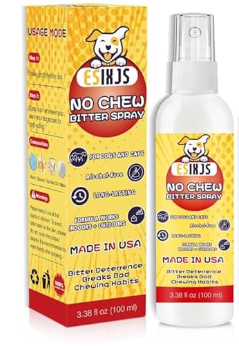 ESIXJS No Chew Spray for Dogs Bitter Apple Spray Stop Dogs Chewing Furniture Anti Licking Yuck Bitter Spray Deterrent Formula for Puppy and Cats Alcohol Free Gentle on Skin von ESIXJS