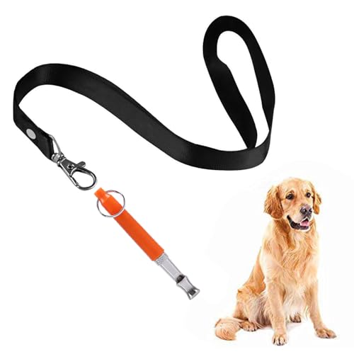 ESONLITOR Hundepfeife, um das Bellen zu stoppen, verstellbare Tonhöhe, Ultraschall-Trainingswerkzeug, leise Bellkontrolle für Hunde, 1 Umhängeband mit 1 Haustierpfeife (Orange) von ESONLITOR