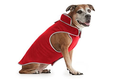 ESPAWDA Polar Protection Hundemantel, Easy-on Klettverschluss, kaltes Wetter, warmes Fleece, verstellbare Hundejacke, mittelgroße Hunde und große Hunde (XL, Fire Hydrant Red) von ESPAWDA