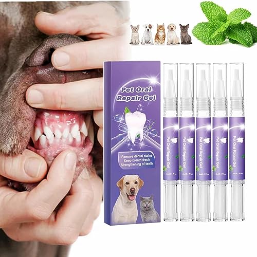 ESPRY Pet Oral Repair Gel Pen, Pet Oral Restoration Whitening Gel, Pet Brush Free Oral Gel for Pets, Pet Breath Freshener Gel Care Cleaner, Pet Teeth Oral Care Gel for Eliminate Bad Breath (5PC) von ESPRY