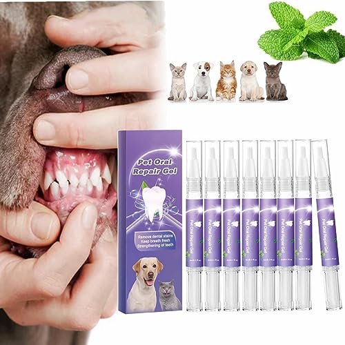 ESPRY Pet Oral Repair Gel Pen, Pet Oral Restoration Whitening Gel, Pet Brush Free Oral Gel for Pets, Pet Breath Freshener Gel Care Cleaner, Pet Teeth Oral Care Gel for Eliminate Bad Breath (8PC) von ESPRY