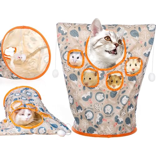 Katze Tunnel Tasche,Haustier Katze Spielen Tunnel Spielzeug,Crinkle Papier faltbar Katze Bohrer Tasche,Katze Rohr Tunnel gebohrt Katze Haustier Spielzeug,Katze selbst interaktives Spielzeug (1PCS-A) von ESPRY