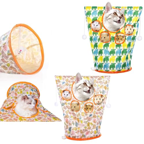 Katze Tunnel Tasche,Haustier Katze Spielen Tunnel Spielzeug,Crinkle Papier faltbar Katze Bohrer Tasche,Katze Rohr Tunnel gebohrt Katze Haustier Spielzeug,Katze selbst interaktives Spielzeug (2PCS-B) von ESPRY