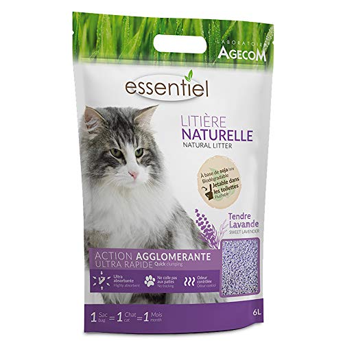 Essentiel Katzentoilette, natürliches Agglomerat, Soja, Lavendel, 6 l von Essentiel