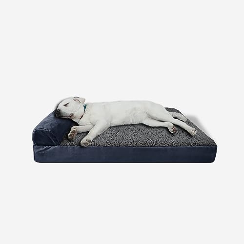 ESSONIO Hundebett Luxus Orthopädische Baumwolle Wolle Memory Foam Abnehmbarer Bezug Waschbar Rutschfeste Unterseite für Große Mittlere Kleine Hund Mit Einem Gewicht Von weniger als 25KG（XL Marineblau） von ESSONIO