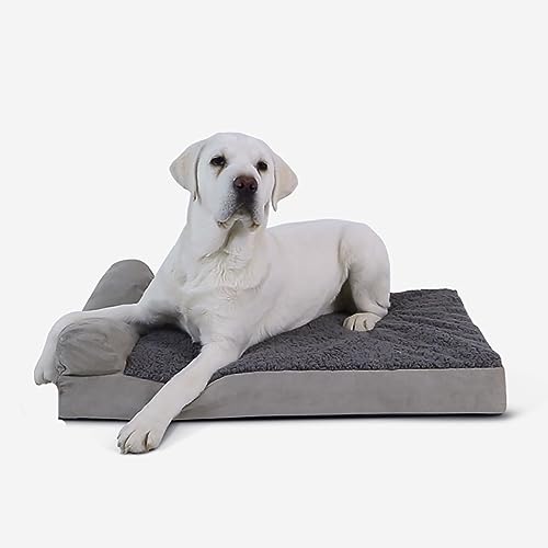 ESSONIO Hundebett Luxus Orthopädische Baumwolle Wolle Memory Foam Abnehmbarer Bezug Waschbar rutschfeste Unterseite für Große Mittlere Kleine Hund Mit Einem Gewicht Von weniger als 25KG（M Grau） von ESSONIO