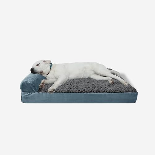 ESSONIO Hundebett Luxus Orthopädische Baumwolle Wolle Memory Foam Abnehmbarer Bezug Waschbar rutschfeste Unterseite für Große Mittlere Kleine Hund Mit Einem Gewicht Von weniger als 35KG（L Blau） von ESSONIO