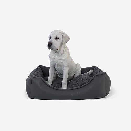 ESSONIO Hundebett Wasserbeständig Orthopädisch Beide Seiten Verfügbar Abnehmbarer Bezug Waschbar Rutschfester Boden für Große Mittlere Kleine Hunde Mit Einem Gewicht Von Weniger als 50KG（XL Grau） von ESSONIO