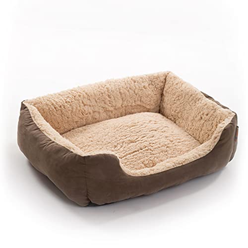 ESTEXO Hundebett Hundekissen Hundekorb Haustierbett Hundesofa Decke Dunkelbraun/Beige 50x37x17 cm von ESTEXO