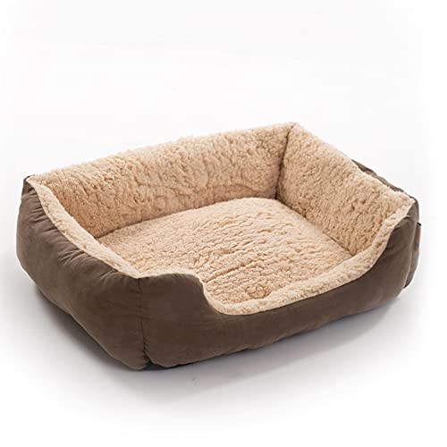 ESTEXO Hundebett Hundekissen Hundekorb Haustierbett Hundesofa Decke Dunkelbraun/Beige 75x60x19 cm von ESTEXO