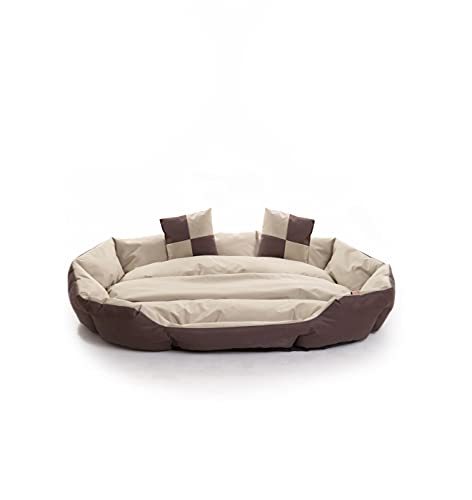 ESTEXO Hundebett Hundekissen Hundekorb Haustierbett Katze Matte Hundesofa Anti-Rutsch Dunkelbraun/Beige 85x70x20 cm von ESTEXO