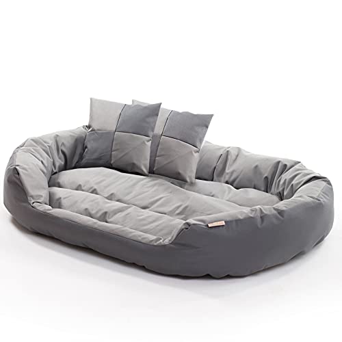 ESTEXO Hundebett Hundekissen Hundekorb Haustierbett Katze Matte Hundesofa Anti-Rutsch Dunkelgrau/Grau 150x120x25 cm von ESTEXO