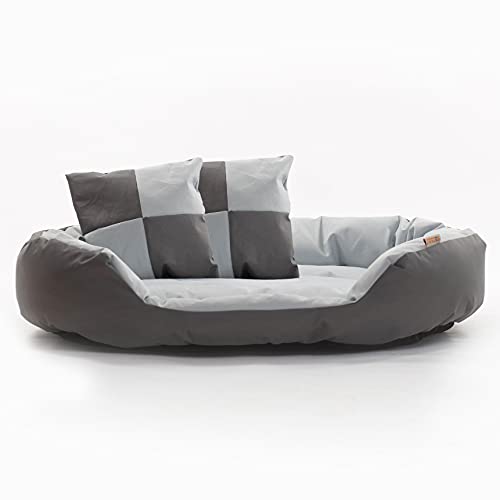 ESTEXO Hundebett Hundekissen Hundekorb Haustierbett Katze Matte Hundesofa Anti-Rutsch Grau/Hellgrau 150x120x25 cm von ESTEXO