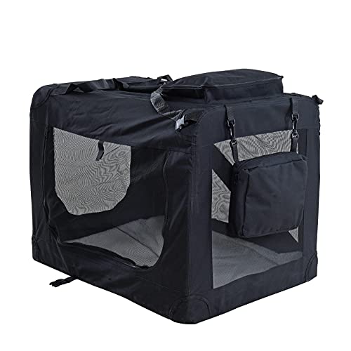 ESTEXO Hundebox Hundetransportbox Transportbox faltbar Reisebox Katzenbox Box Transporttasche Tier-Box Katzentransportbox Autobox (XL/Schwarz) von ESTEXO