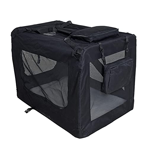 ESTEXO Hundebox Hundetransportbox Transportbox faltbar Reisebox Katzenbox Box Transporttasche Tier-Box Katzentransportbox Autobox (XXL/Schwarz) von ESTEXO