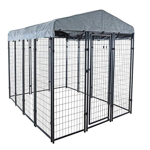 ESTEXO Hundezwinger Hundekäfig 245x176x209 cm Hundehütte Hundehaus Zwinger mit Dach Überdachung von ESTEXO