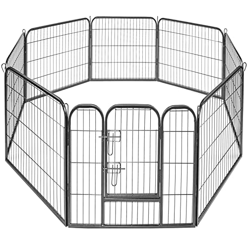 Estexo Metall Welpenauslauf, Welpen-Freigehege, Laufgitter, Welpenzaun, Welpengitter, Hundeauslauf (8X 80x100cm) von ESTEXO