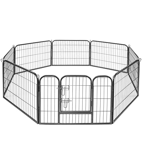 Estexo Metall Welpenauslauf, Welpen-Freigehege, Laufgitter, Welpenzaun, Welpengitter, Hundeauslauf (8X 80x60cm) von ESTEXO