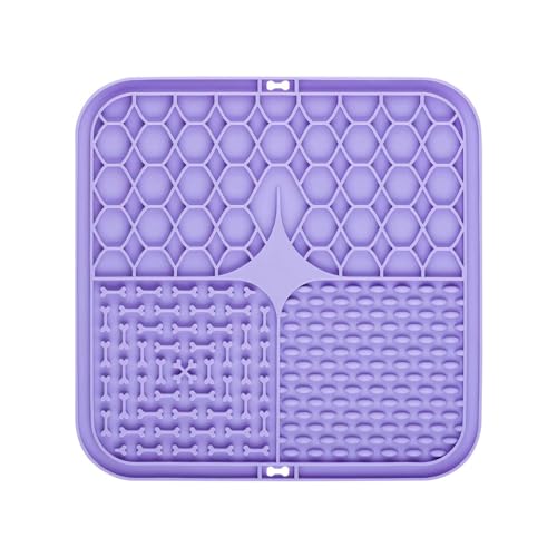 ESTINTENG Pet Licking Pad Silicone Pet Tableware Bowl Suction Cup Slow Dog Lecken Pad Purple -20cm Large von ESTINTENG