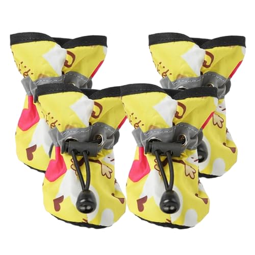 ESTINTENG Sommer Atmungsaktive Hundeschuhe Set von 4 Bären Haustiere saisonale Schuhe Set von Sommer Wasserdichte Regenschuhe Gelb Affenschuhe Zwei von ESTINTENG