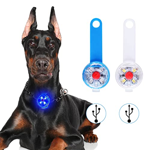 2 STK Sicherheit Haustier Lichter,USB Wiederaufladbar Sicherheits LED Blinklicht für Hunde, Katzen - 3 Blinkmodis wasserdichte Sicherheit Haustier leuchtanhänger Lichter von ESTVIIG