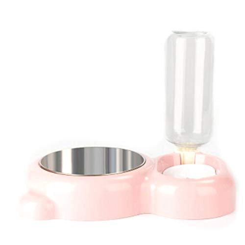 Pink Pet Edelstahl Double Bowl FeuchtigkeitsgeschüTzter Mund Rot Panda Bowl Automatische FüTterung Trink- und Futternapf von ESUSO