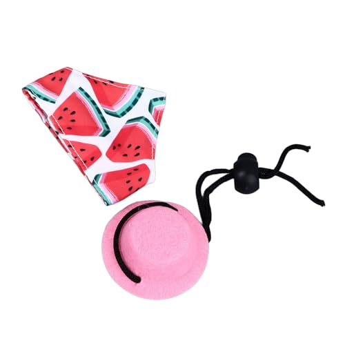 Eidechsen-Hut-Bandana-Set, Halloween-Reptilien-Kostüm, Cosplay-Zubehör, geeignet für Haustiere (Rote Wassermelone) von ETAINGYEUN