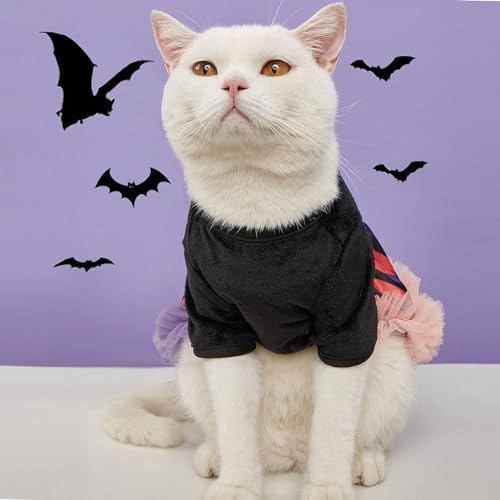 Halloween-Haustierkleid aus weichem Polyester mit niedlichem Aufdruck, zum einfachen Tragen für Hunde und Katzen geeignet, geeignet für Teddys von ETAINGYEUN