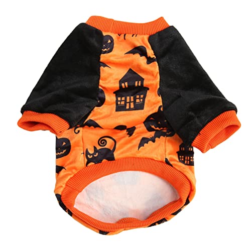 Halloween-Hundeshirt, weiches Plüsch-Halloween-Kürbis-Hemd für kleine Hunde und Katzen (L) von ETAINGYEUN