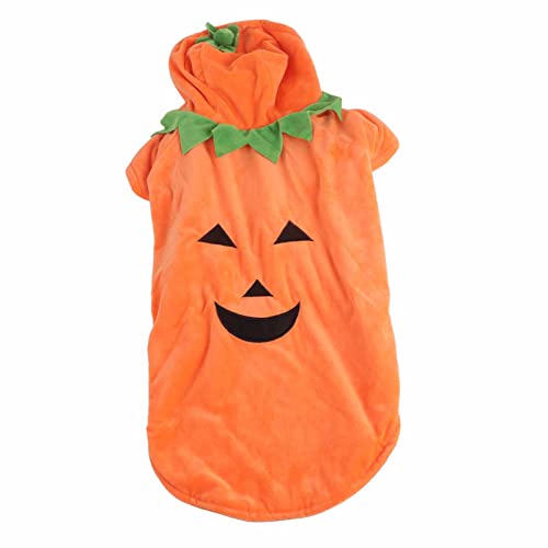 Halloween-Kürbis-Hundekleidung, warmes süßes Kostüm, Hunde-Herbst-Winter-Kleidung für mittelgroße und große Rassen (2XL) von ETAINGYEUN