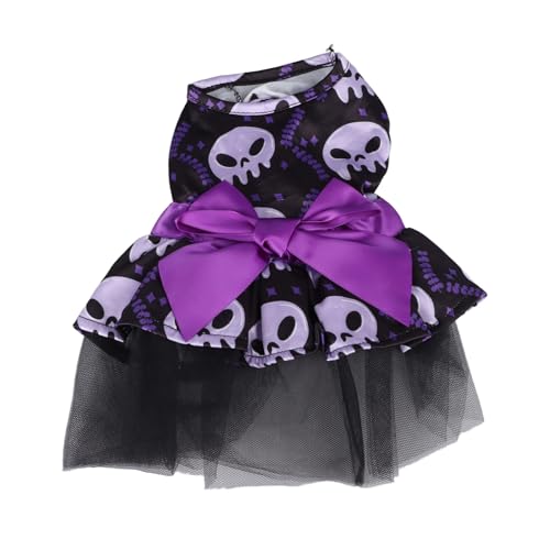 Halloween-Schädel-Hundekleid, Totenkopf-Gesichts-Hundekleid, Bequeme, waschbare Haustierbekleidung aus Polyester für Halloween-Party von ETAINGYEUN