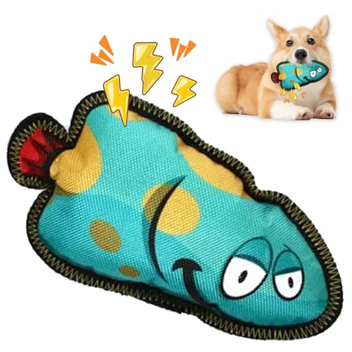 ETIAL Quietschendes Plüsch-Hundespielzeug, niedliches Kauspielzeug in Fischform, Kauspielzeug für Welpen, Quietschspielzeug für Hunde, Indoor-Spielen und Bewegung, lustiges interaktives Hundespielzeug von ETIAL