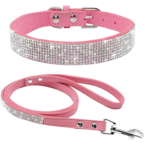 ETOPAR S Mikrofaser-Hundehalsband-Set, reflektierend, Hundehalsband, doppellagig, weiches Leder, Haustier-Leine, Katzen-Hundehalsband, Leine, Haustierhalsband, Leine für kleine und mittelgroße Hunde von ETOPARS