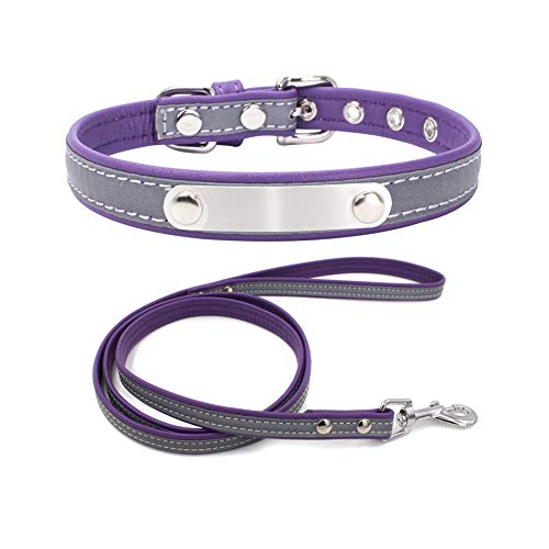 ETOPARS Beschriftung Haustier Hundehalsband Leinen Set, Reflektierendes Hundehalsband, Katzenkragen G¨¹rtel Set, Zweilagige Haustierleine aus weichem Leder, Haustierhalsband Leine von ETOPARS