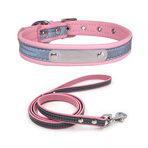 ETOPARS Beschriftung Haustier Hundehalsband Leinen Set, Reflektierendes Hundehalsband, Katzenkragen G¨¹rtel Set, Zweilagige Haustierleine aus weichem Leder, Haustierhalsband Leine von ETOPARS