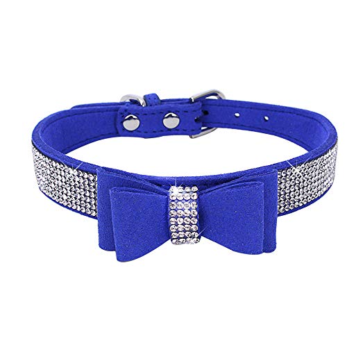 ETOPARS Hundehalsband mit Strasssteinen, Nettes schillerndes Hunde-Strasshalsband, Kristall Diamant Haustier Hund Katzenhalsband, Hundehalsband Geschirr (L, Navy blau) von ETOPARS