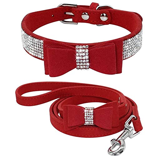 ETOPARS Hundehalsband und Leine mit Strasssteinen, Kristall Diamant Katze Hundehalsband Leine Set, Hundehalsband Geschirr, Hunde Strasshalsband von ETOPARS