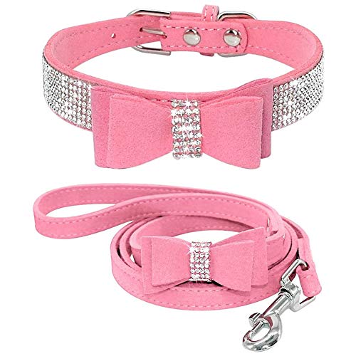 ETOPARS Hundehalsband und Leine mit Strasssteinen, Kristall Diamant Katze Hundehalsband Leine Set, Hundehalsband Geschirr, Hunde Strasshalsband von ETOPARS